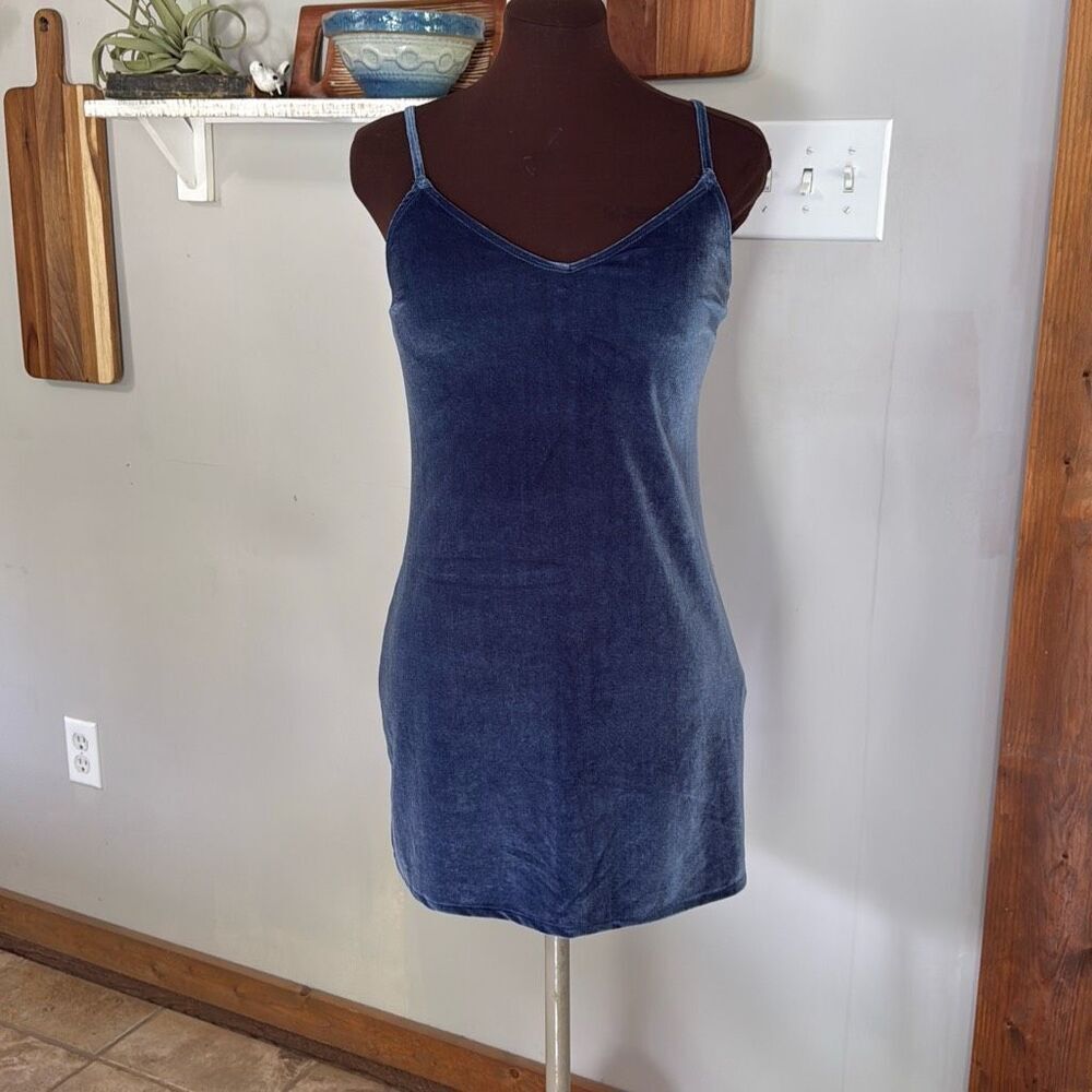 NWT Hollister Co womens velour mini slip dress size XS dusty blue fall event wed